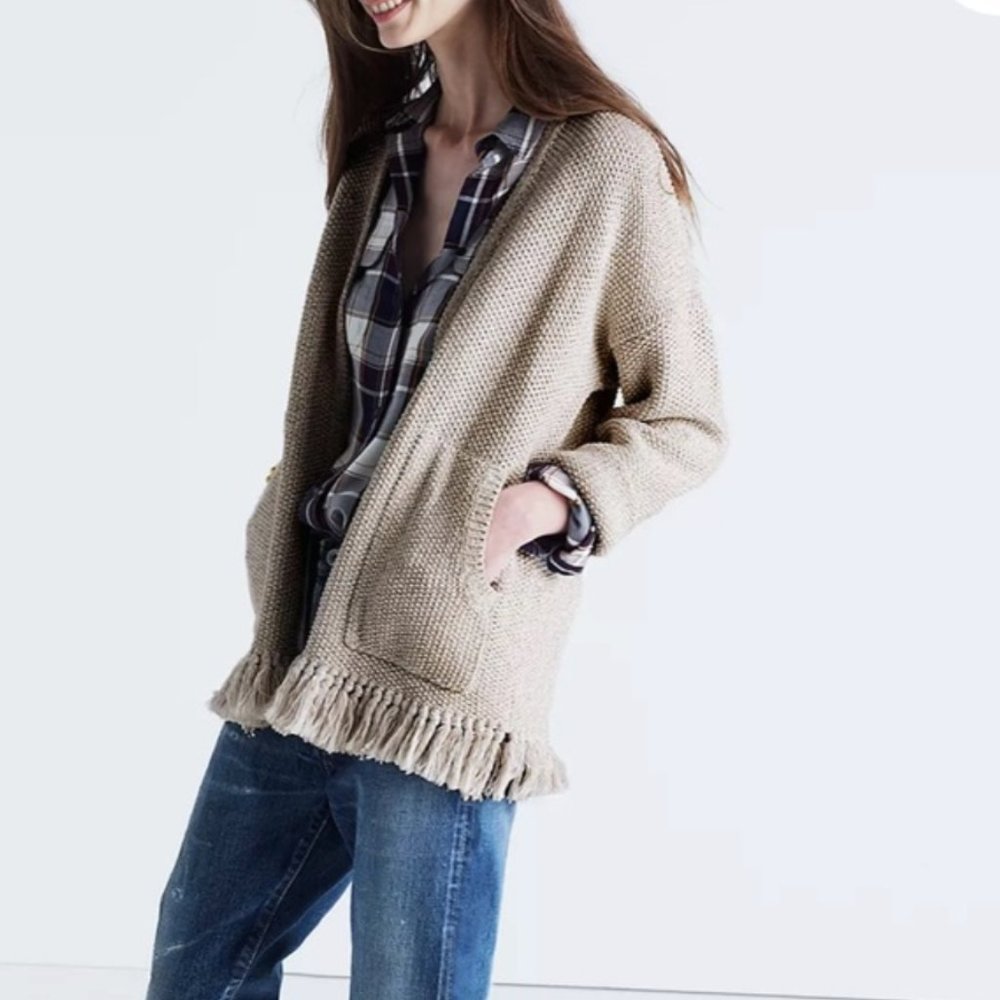 madewell memento fringe cardigan sweater - size SM